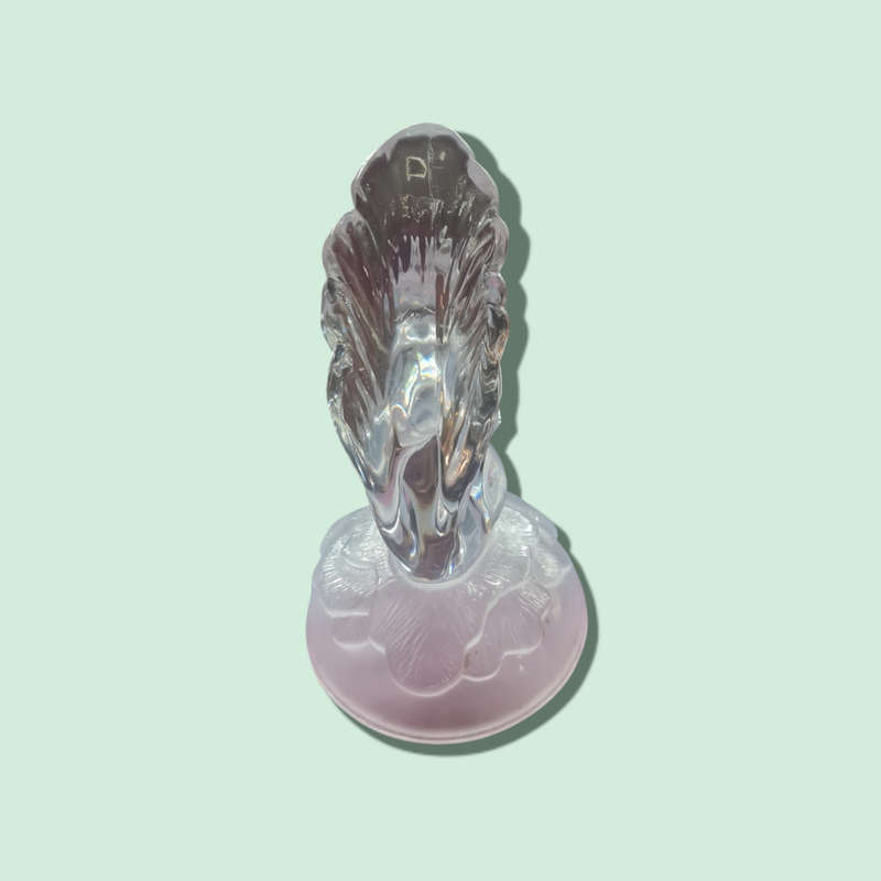Vintage Crystal Squirrel Figurine on Frosted Crystal Oval Base