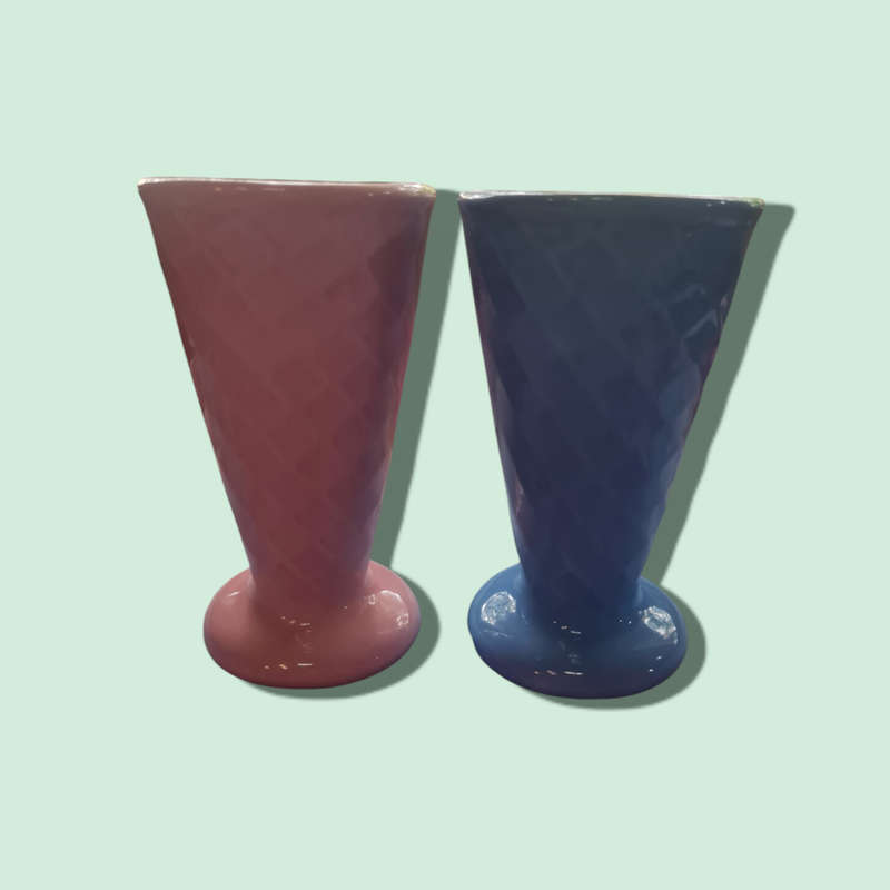 Waffle Sugar Ice Cream Cones Cups Parfait Sundae  Blue & Pink