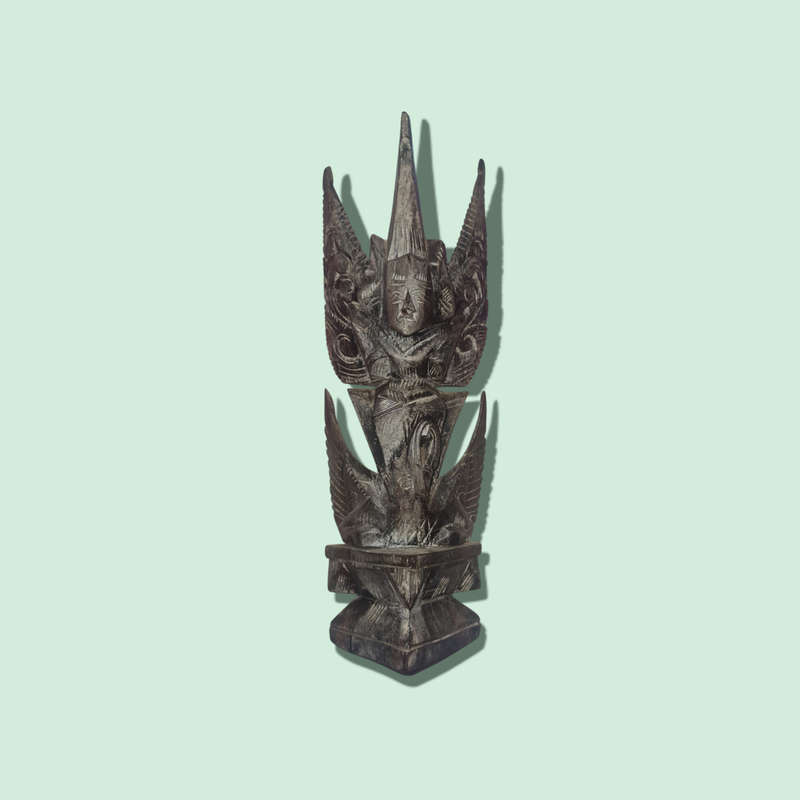 Vintage Indonesian Garuda Bird Hand Carved Wood Carving Hindu Sculpture Statue