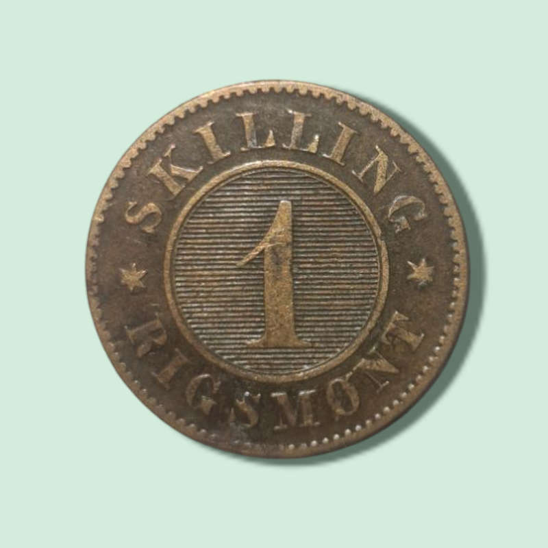 Denmark 1856 1 Skilling Rigsmont Frederik VII Coin
