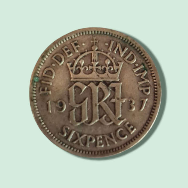 1937 Lucky Silver Sixpence Coin Great Britain