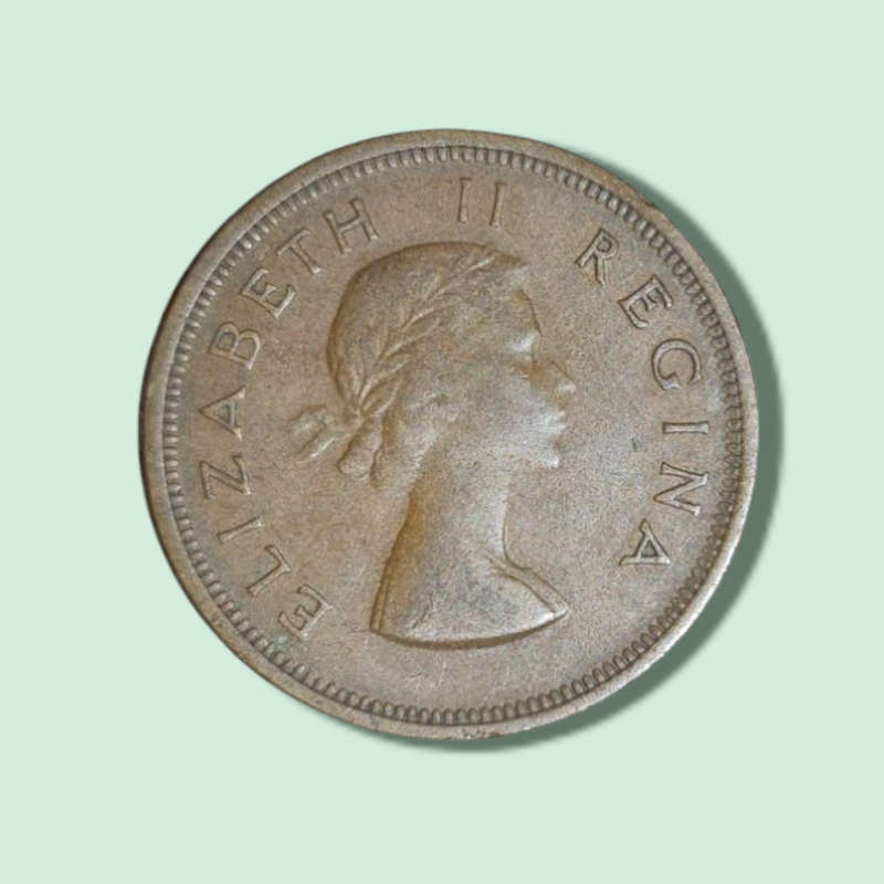 1954 SOUTH AFRICA Queen Elizabeth II VINTAGE OLD Sparrows 1 Penny Coin