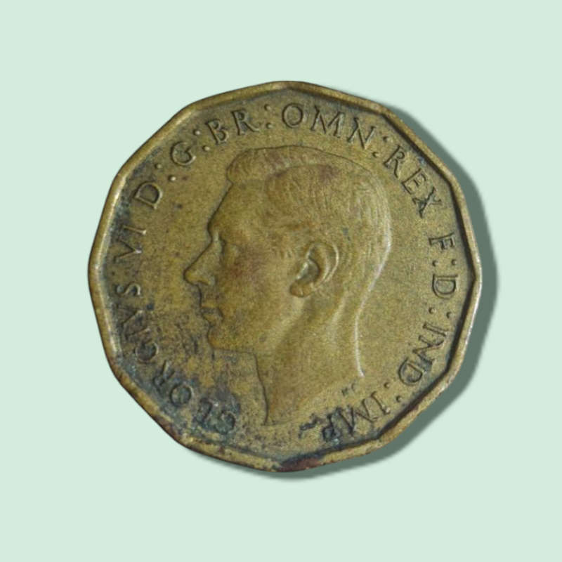 1944 Three Pence Coin Great Britain.