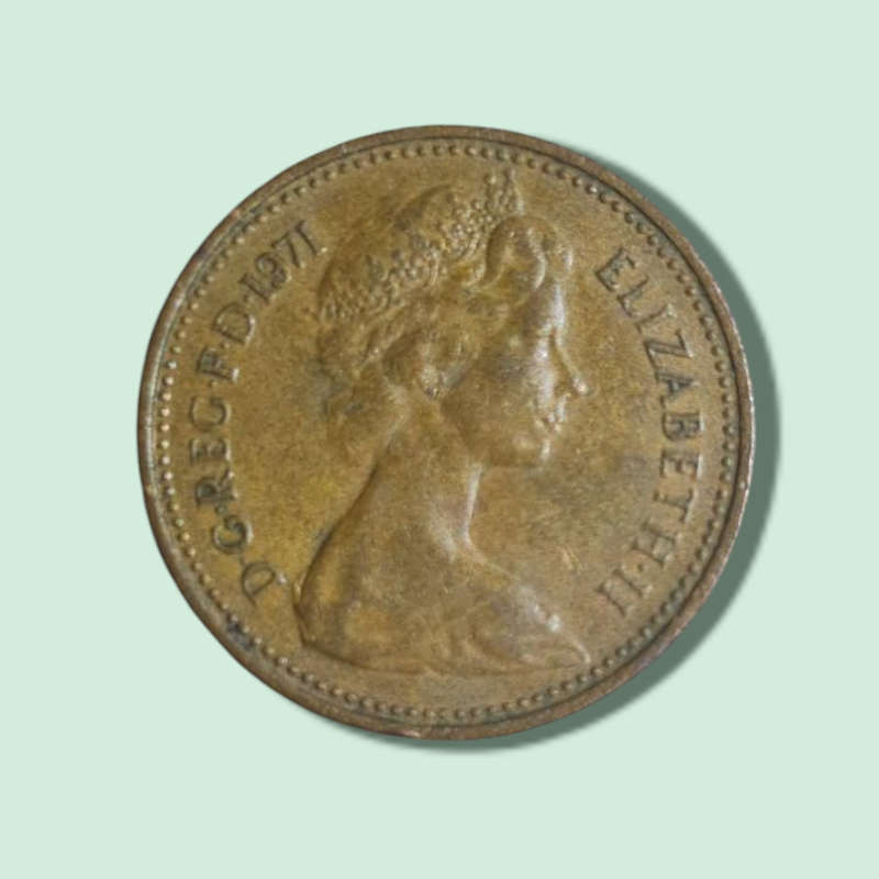 1971 Elizabeth ll DG REG FD "One Penny" Bronze Coin