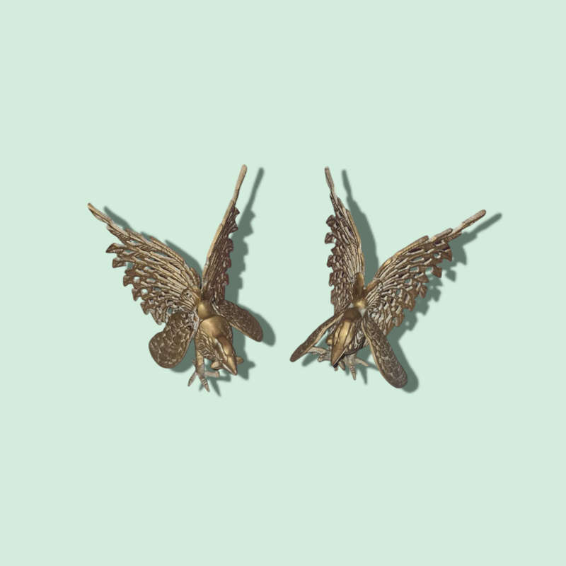 Vintage Pierced Brass Rooster Bird Chicken Figurine