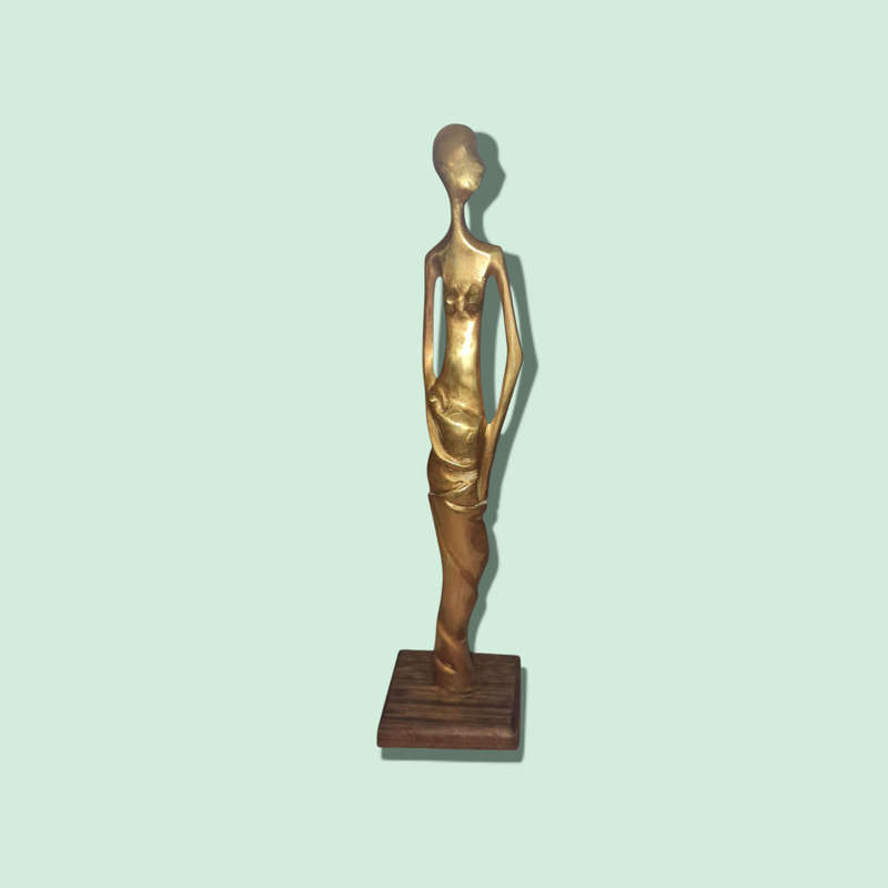 WOMAN BRASS FIGURINE