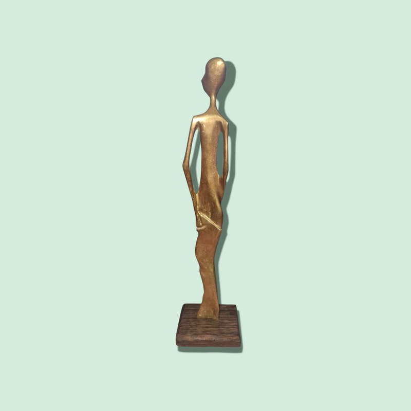 WOMAN BRASS FIGURINE