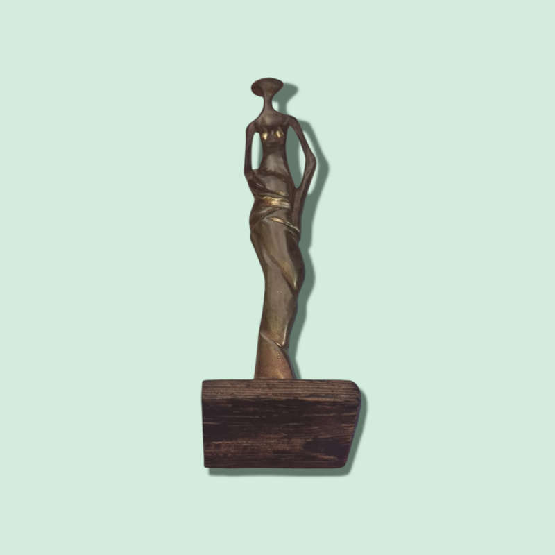 WOMAN BRASS FIGURINE
