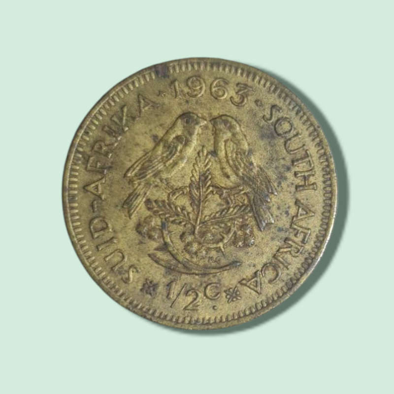 VINTAGE SOUTH AFRICA SUID AFRIKA 1963 BRONZE HALF CENT COIN