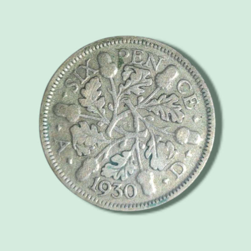 1930 Great Britain 6 Pence Silver Coin
