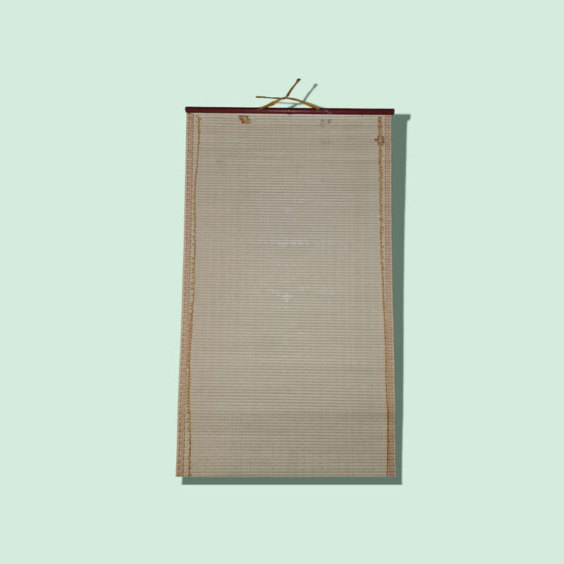 Vintage Asian Painted Bamboo Scroll