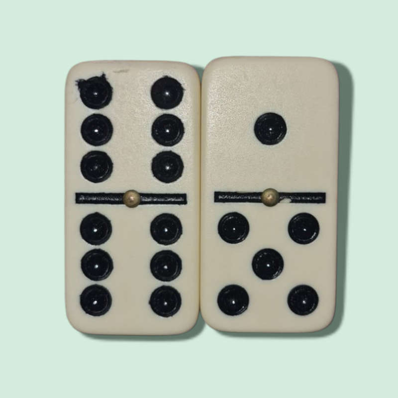 Premium Set of 28 Double Six Dominoes with Wood Case, Brown, 28 Piece