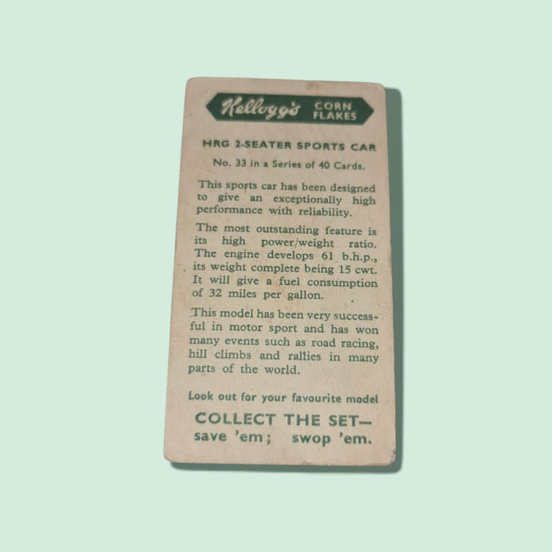 Kelloggs Kellogg's cereal trade cards: Motor Cars color NO 33