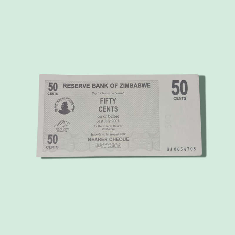 Banknote, Zimbabwe, 50 Cents