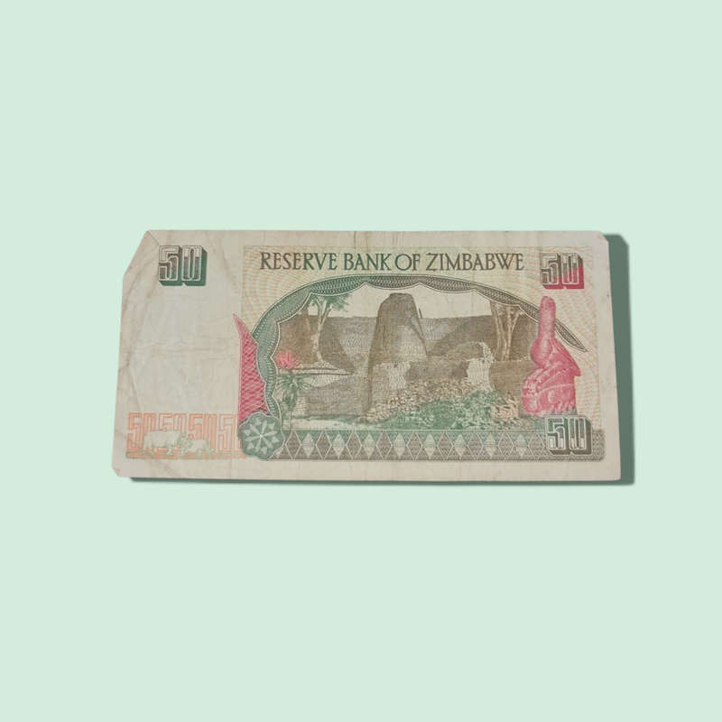 1995 Zimbabwe 50 Fifty Dollars Banknote
