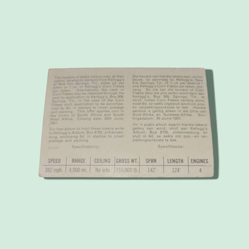 1957 KELLOGG'S ALL WHEAT cards BRISTOL BRITANNIA BRITISH TRANSPORT   collectable