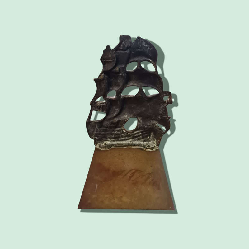 VINTAGE Brass Ship Book Ends Rare