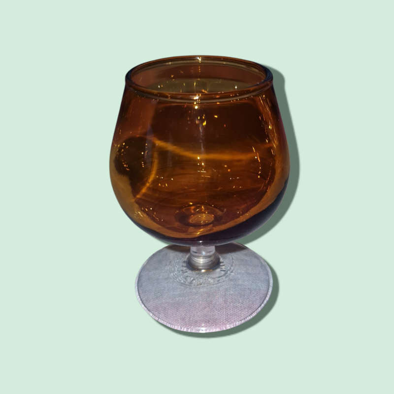 Vintage Finelsa Spain Amber Orange Glass Top Clear Base Brandy Glass