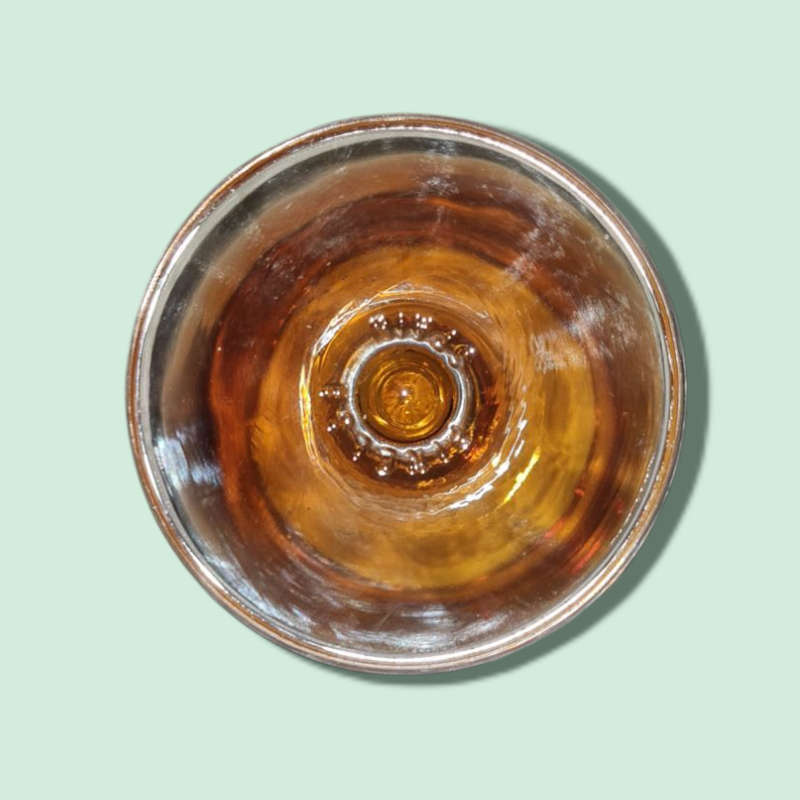 Vintage Finelsa Spain Amber Orange Glass Top Clear Base Brandy Glass