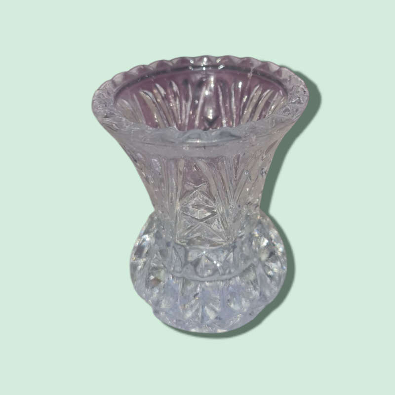 Vintage 1950s Clear Lead Crystal Pineapple Cut Made in Germany Toothpick Holder