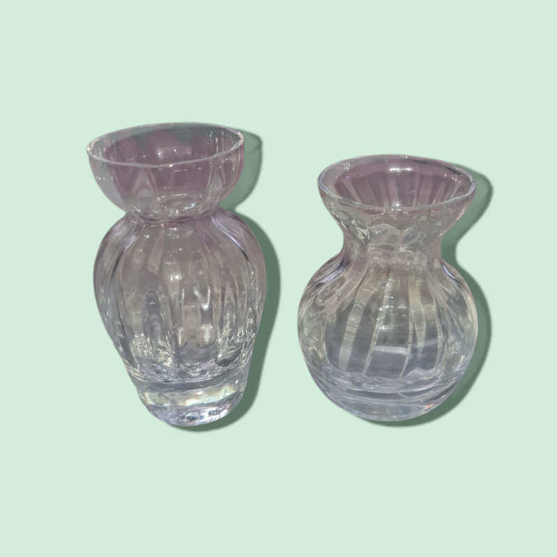 Rare Collectible Hand Blown Glass 2 Pc Mini Flower Bud Vases