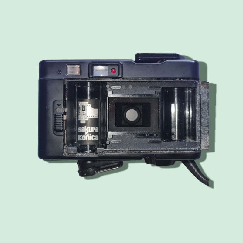 Vintage Rare Konica POP-Super Auto Point & Shoot Black Camera