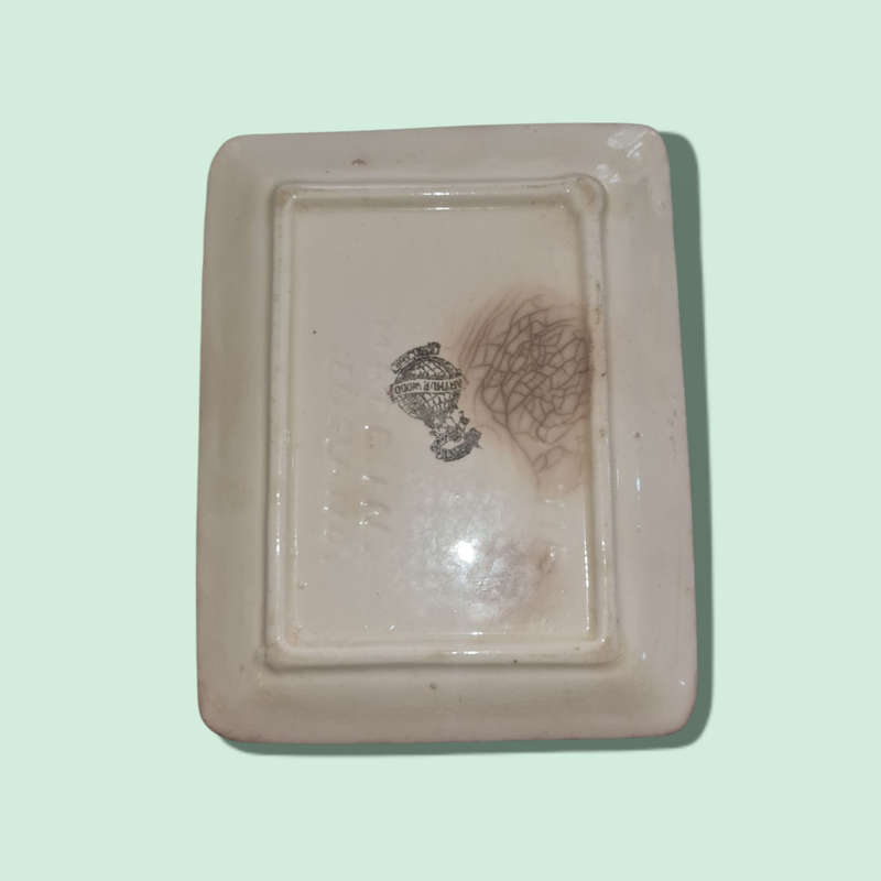 English Hand Painted Butter Dish With Flower. Arthur Wood Art Deco California Pattern