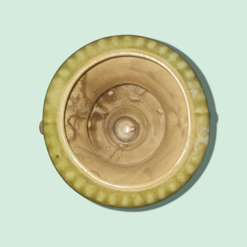 Retro Pottery Cream and Green Vase