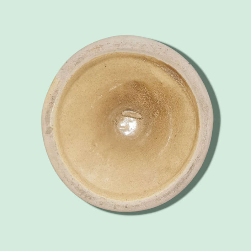 Retro Pottery Cream and Green Vase