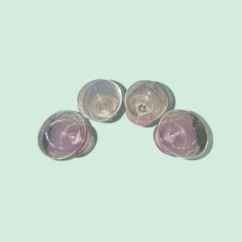 Saucer` Footed Cocktail / Dessert Glasses 4 Piece Odd Set  