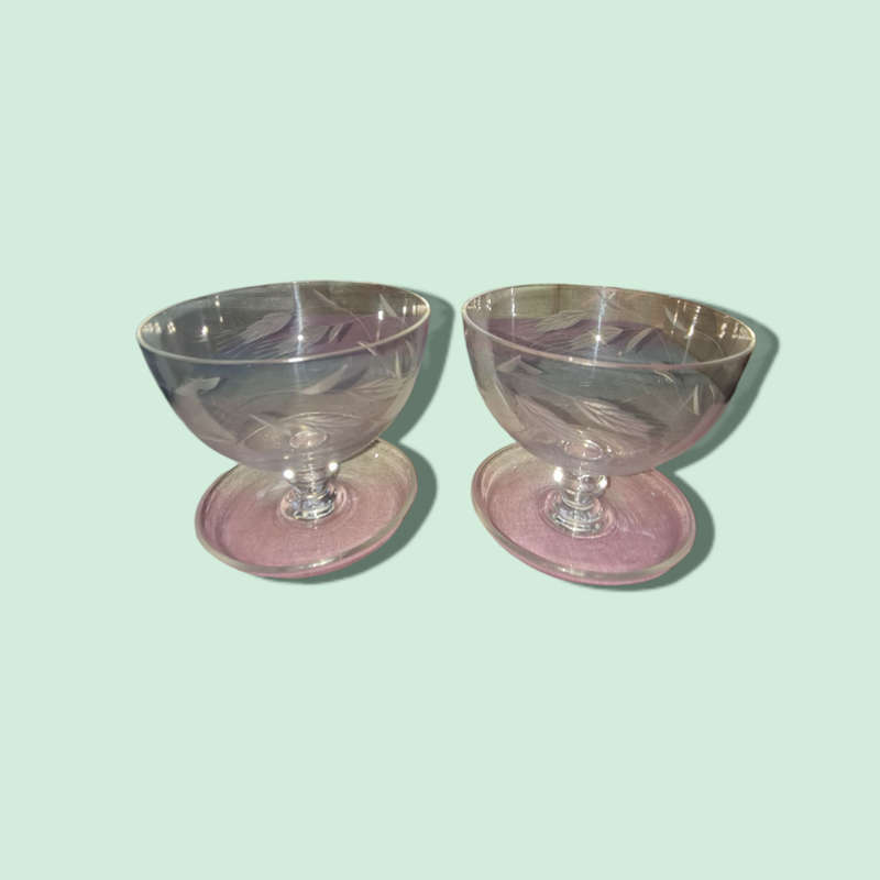 Saucer` Footed Cocktail / Dessert Glasses 4 Piece Odd Set  