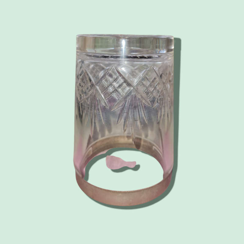 Small Vintage Glass Ice Bucket with Handle  