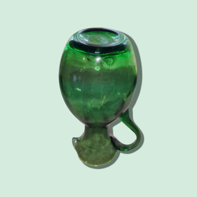 Hand Blown Emerald Green Pitcher with an Applied Glass Handle