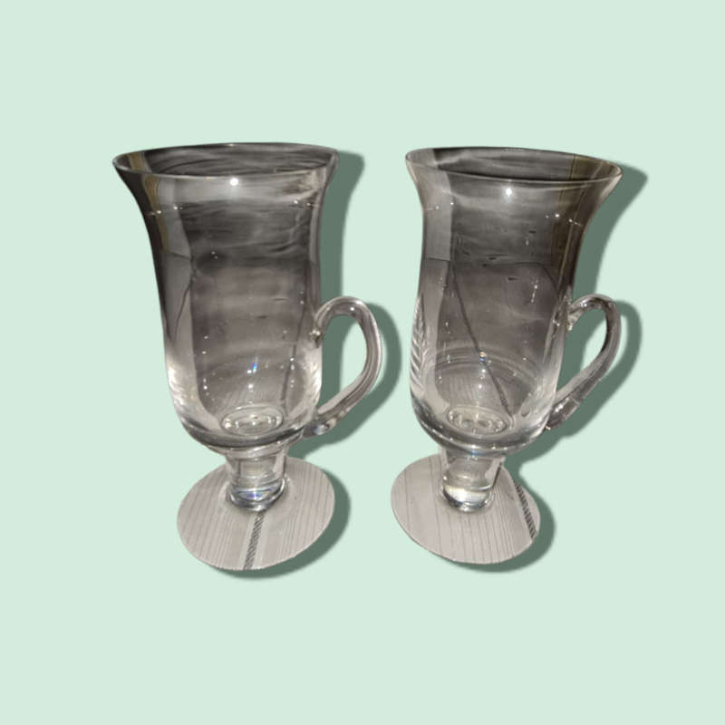 Vintage 1970s Dartington Glass Irish Coffee Glasses Boxed Set Of 2 Frank Thrower FT83