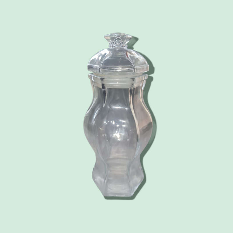 Fancy Hexagonal Glass Jar with Lid