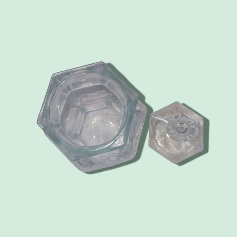 Fancy Hexagonal Glass Jar with Lid