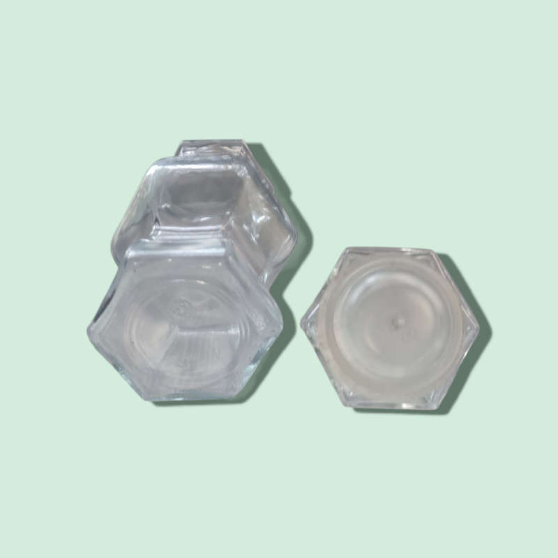 Fancy Hexagonal Glass Jar with Lid