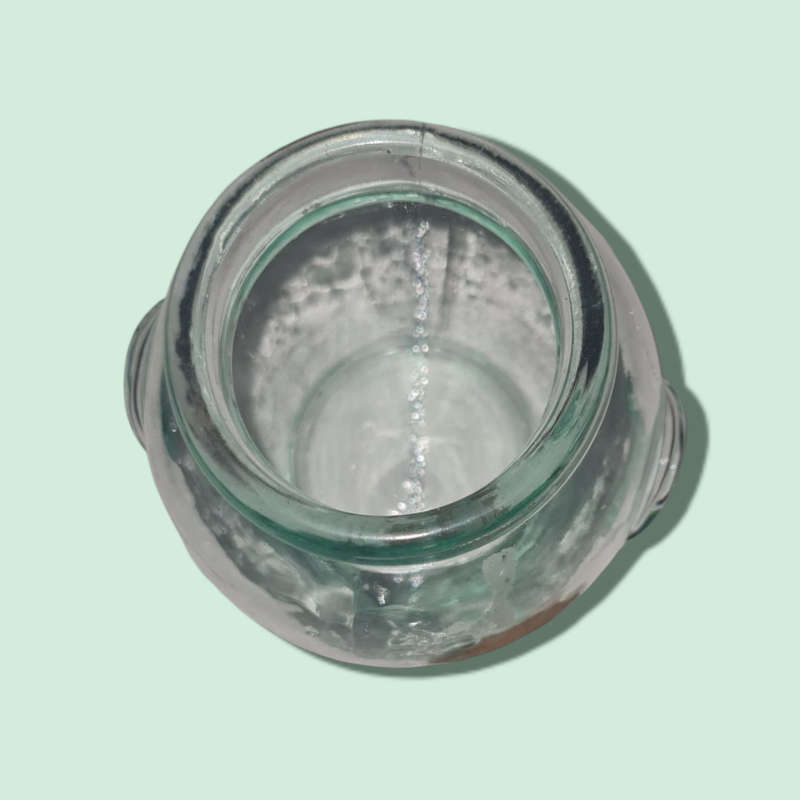 Vintage Retro Green SVE. Clear Glass Storage Jar Container With Cork Lid