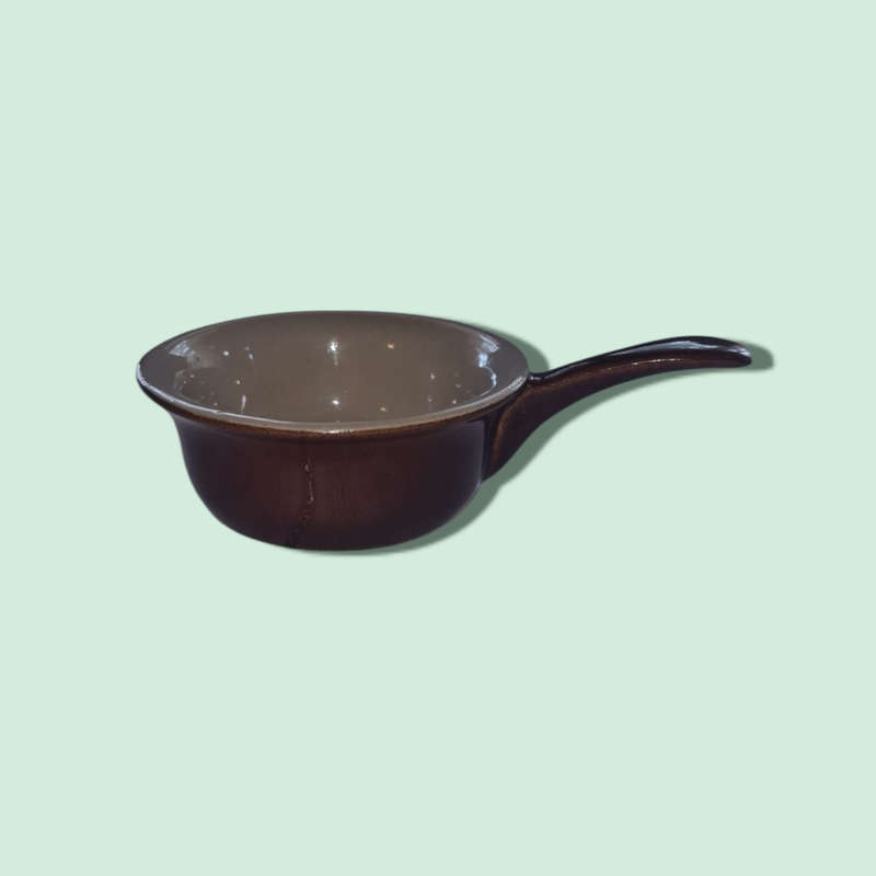 Vintage Brown Porcelain Stoneware Cocettes With Handle