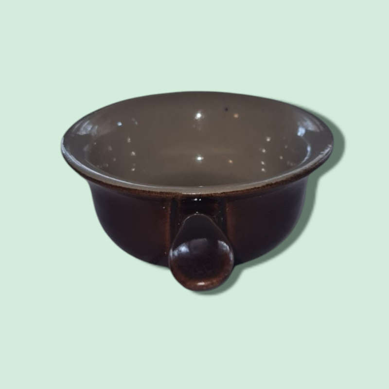 Vintage Brown Porcelain Stoneware Cocettes With Handle
