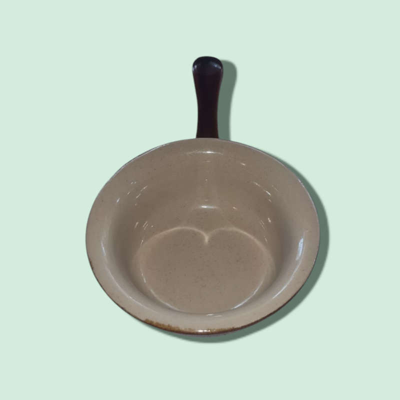 Vintage Brown Porcelain Stoneware Cocettes With Handle