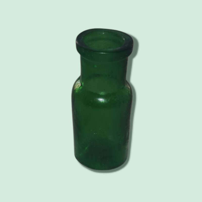 Mini Vintage Emerald Green Bottle