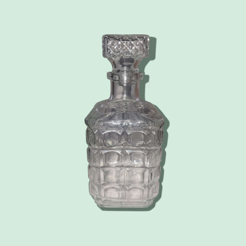 2 x Patterned Glass Decanters