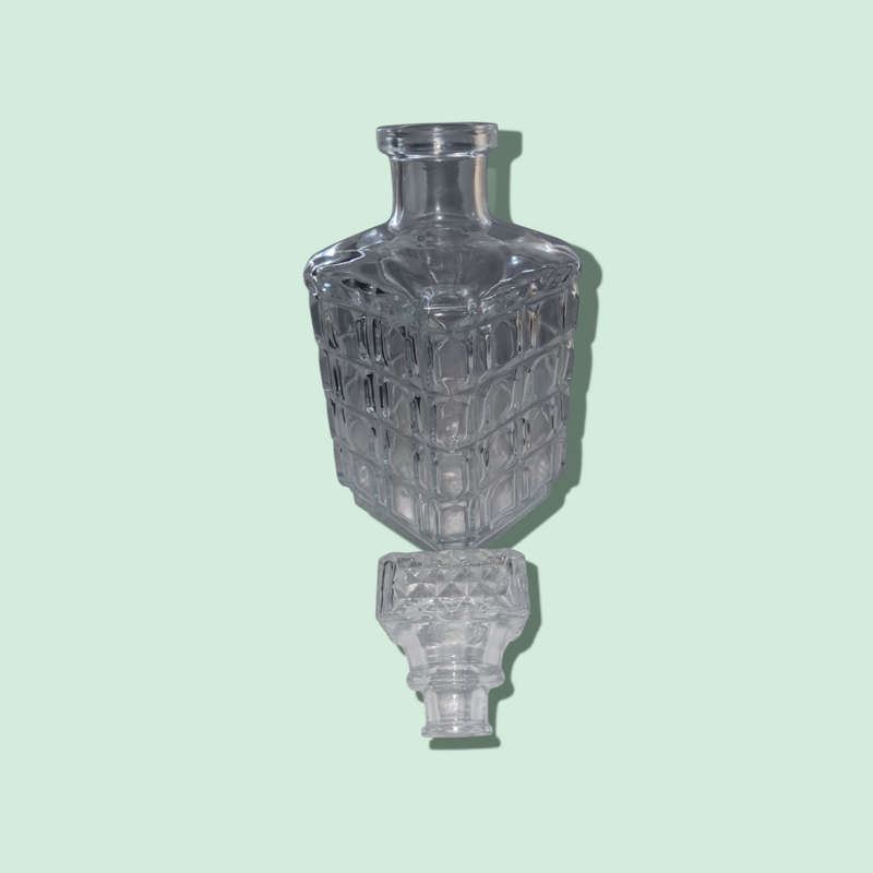 2 x Patterned Glass Decanters