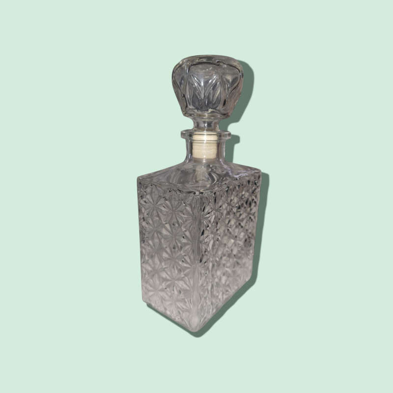 2 x Patterned Glass Decanters