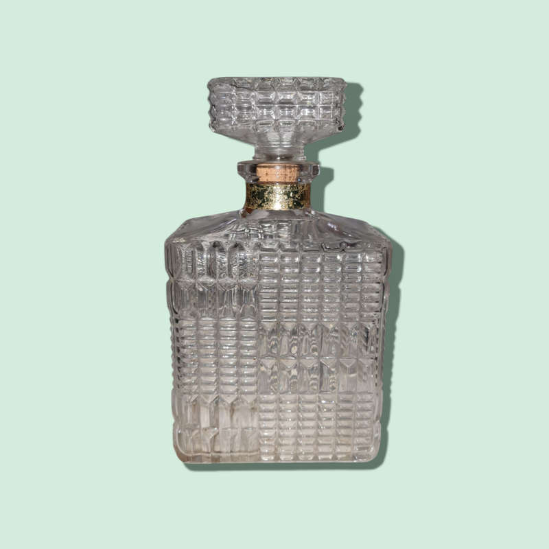 Model 10 750ml Pressed Glass Whiskey Decanter, Made in France  