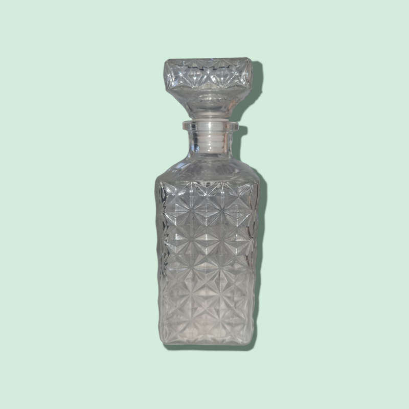 Patterned Liquor Glass Decanter 750ml, Made In France