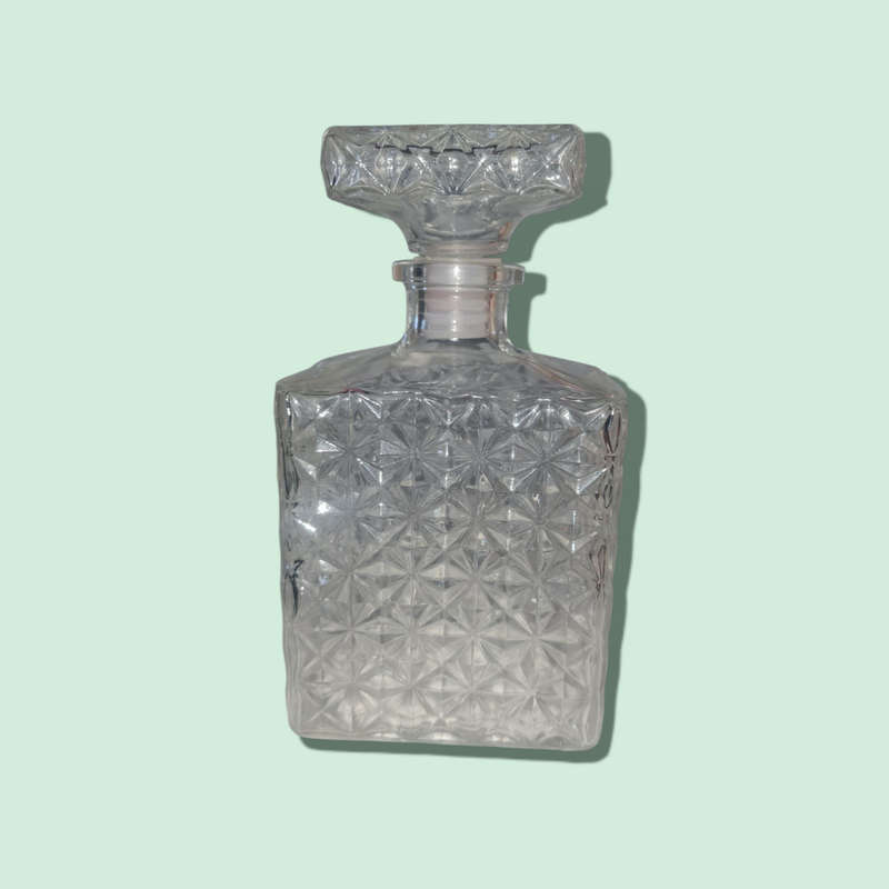 Patterned Liquor Glass Decanter 750ml, Made In France