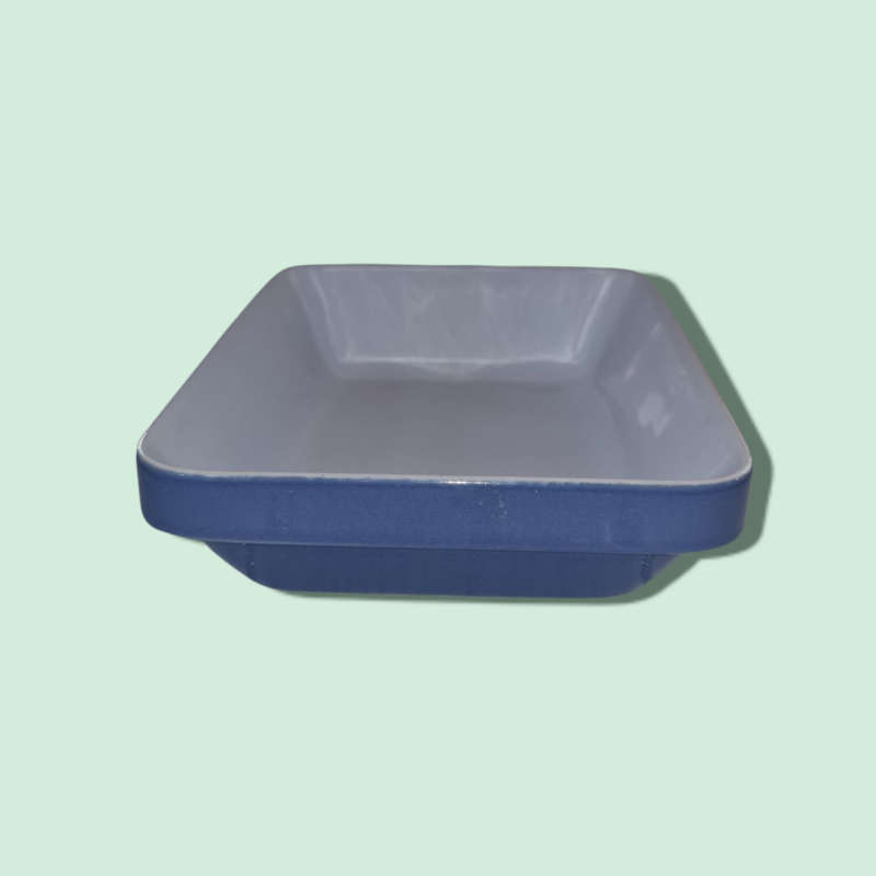French Emile Henry Glazed Small Blue Oven Dish