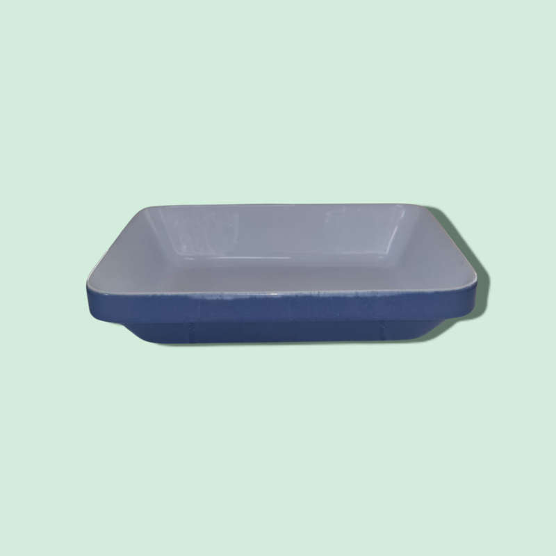 French Emile Henry Glazed Small Blue Oven Dish